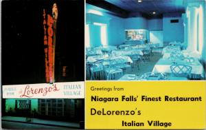 DeLorenzo's Italian Village Restaurant Niagara Falls ON Ontario Postcard E47