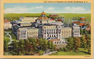 Library of Congress & Annex Washington DC Unused Linen Postcard D60