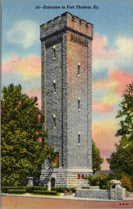 Vtg Entrance To Fort Thomas Tower Army Post Campbell County Kentucky KY Postcard