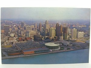 Vintage Postcard Aerial View Detroit Michigan Civic Centre Convention Arena 1961