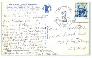 1969 Hello from Outing, MN Aerial View Postcard