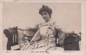 Miss Lililan Braithwaite Edwardian Actress Hand Signed Photo