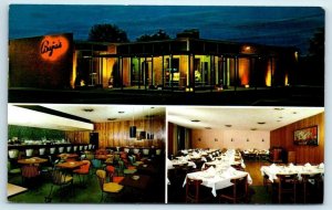 DEARBORN, Michigan MI ~ Night Neon BAJA'S RESTAURANT Roadside c1950-60s Postcard