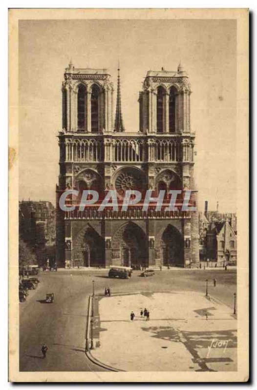 Old Postcard Paris while strolling Notre Dame and Place du Parvis