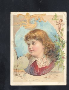 KANSAS CITY MISSOURI WOOLSON SPICE COMPANY CHRISTMAS VICTORIAN TRADE CARD GIRL