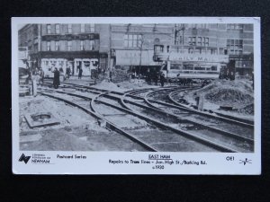Essex Newham EAST HAM c1930 Tram Line Repairs High Street c1950s RP Postcard