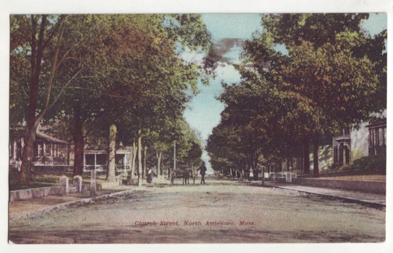 P786 1912 church street north atteboro mass with horse and wagon