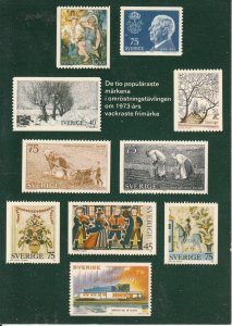 SWEDEN - TEN MOST POPULAR STAMPS OF 1973