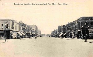 Broadway Looking South Cigar Store Sign Albert Lea Minnesota 1917 postcard