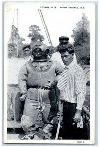 c1930's Sponge Driver Astronaut Tarpon Springs Florida FL Vintage Postcard