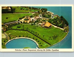 Vtg Miami Florida FL Seaquarium showing Golden Aquadome 1960s Chrome Postcard