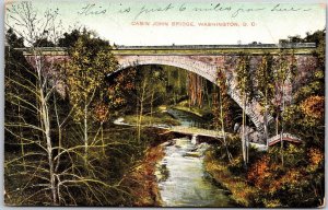 1908 Cabin John Bridge Washington D.C. River Stream Trees Posted Postcard