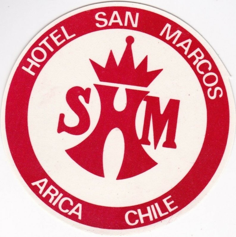 Chile Arica Hotel San Marcos Vintage Luggage Label lbl0148