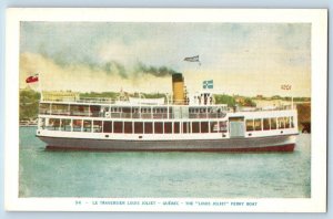 Quebec Canada Postcard Le Traversier Louis Joliet Ferry Boat c1910's Antique