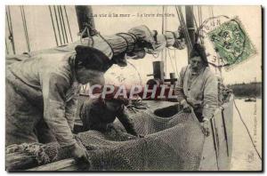 Old Postcard Life has sea levee The boat nets