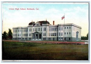 Union High School Building Panoramic View Redlands California CA Postcard