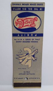 Pepsi Cola Matchbook Cover Walt Disney 1940's No 14 Ninth Field Artillery Horse