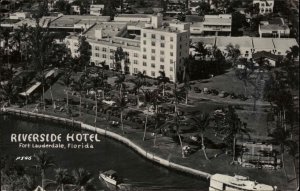 Fort Lauderdale Florida FL Riverside Hotel Aerial View Real Photo Postcard