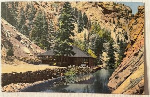 Vintage Postcard 1941 Trout Pool and Pavilion Seven Falls Colorado Springs CO