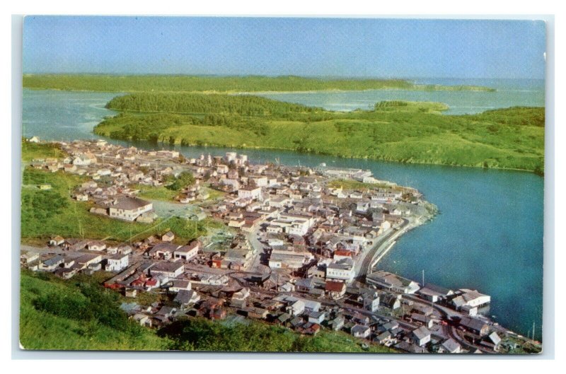 Postcard Aerial view of Kodiak Alaska AK AJ18