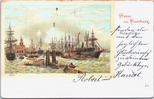 Germany Gruss aus Hamburg Hafen Vintage Postcard 03.18