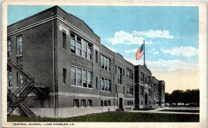 1920s Central School Lake Charles LA Postcard