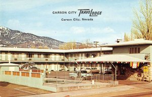 CARSON CITY TRAVELODGE Nevada US 50 Roadside Motel 1960s Chrome Vintage Postcard