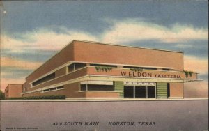 Houston Texas TX Weldon Cafeteria Art Deco Linen Vintage Postcard