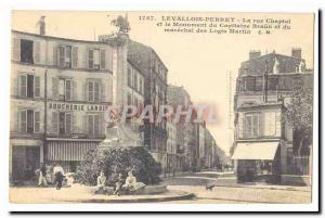 Levallois Perret Old Postcard The Chaptal street and monument of marshal Brau...