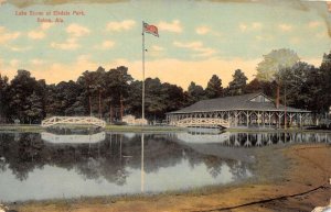 Selma Alabama Lake Scene At Elkdale Park, Color Lithograph Vintage PC U11127
