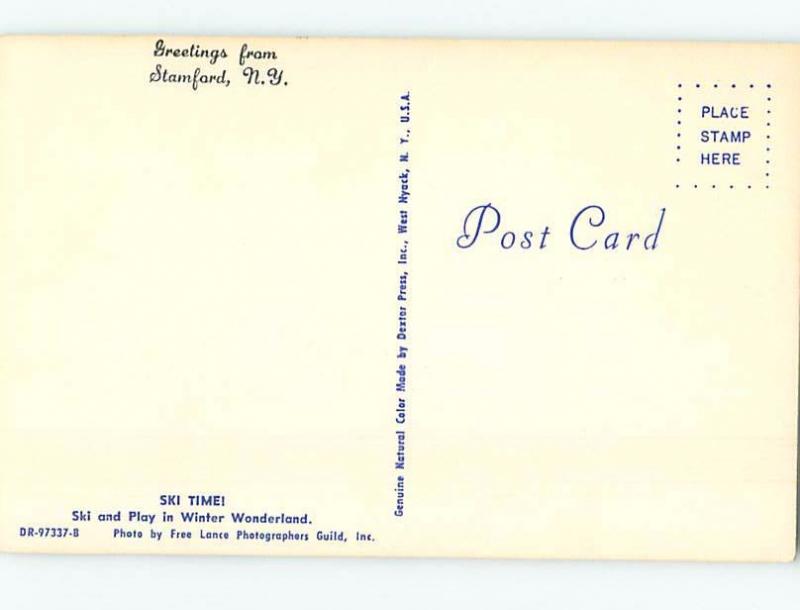 Unused Pre-1980 SKIING TOWARDS THE CHALET Stamford New York NY ho8297