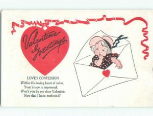 Pre-Linen valentine CUTE GIRL INSIDE AN ENVELOPE J0713
