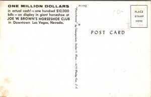 One Million Dollars Horseshoe Club Downtown Las Vegas Nevada Nev Postcard 