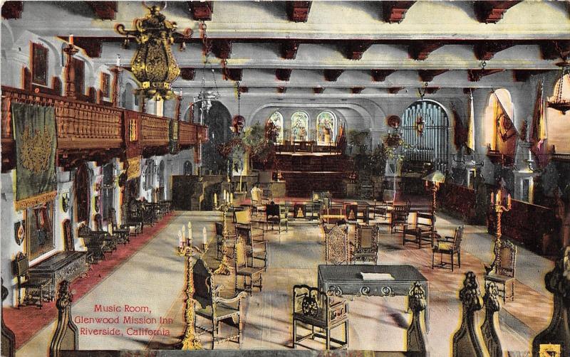 Riverside California~Glenwood Mission Inn-Music Room~Victorian Furniture~c1910