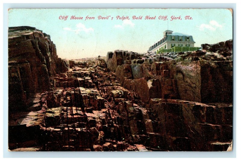 Cliff House From Devil's Pulpit Bald Head York Maine ME Postcard (R14)