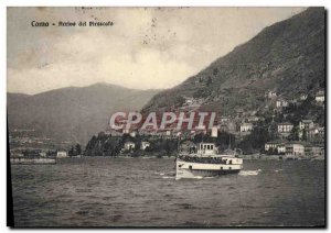 Postcard Old Como Arrivo Del Pirascafo Boat