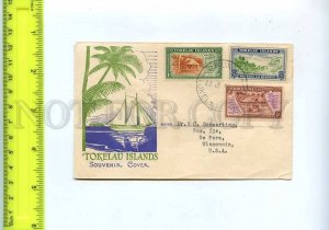 201466 TOKELAU to USA 1949 year real posted cover w/ stamps