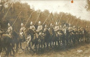 German Soldiers Horseback Munster Camp Real Photo Postcard