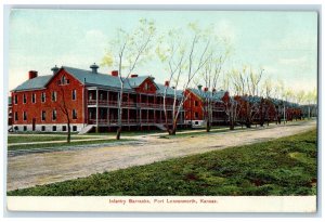 c1910 Infantry Barracks Exterior View Building Fort Leavenworth Kansas Postcard