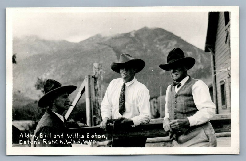 WOLF WYO EATON'S RANCH ALDEN BILL WILLIS EATON ANTIQUE REAL PHOTO POSTCARD RPPC