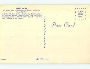 Unused Pre-1980 CREST MOTEL Blythe California CA n8606