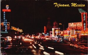 Mexico Tijuana A Night View Avenida Revolucion Postcard C346