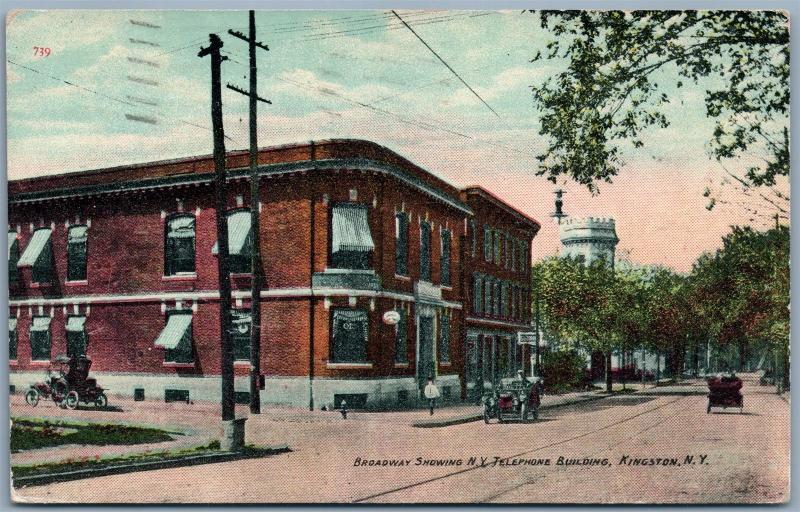 KINGSTON NY BROADWAY N.Y. TELEPHONE BUILDING 1917 ANTIQUE POSTCARD