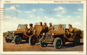 U.S. Armored Division, Bantam Cars Jeeps Motorcycle Vintage Postcard F27