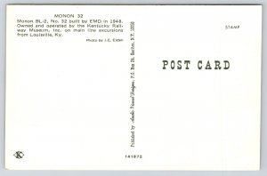 Train~Kentucky Railway Museum Excursion~Monon BL-2 32 Hoosier Line~1950s PC