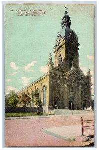 Kansas City Missouri MO Postcard Catholic Cathedral 11th Broadway c1910 Vintage