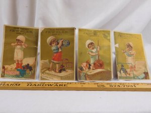 Lot of 4 Victorian Trade Cards Jules Wendell Jeweler French Baby Toys F43