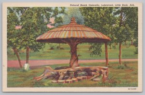 Little Rock Arkansas~Lakewood~Natural Beach Umbrella~Linen Vintage Postcard