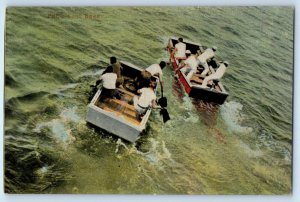 Cuba Postcard US Navy Sailors in Punk Boat Race c1910 Antique Unposted