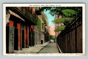 New Orleans LA-Louisiana, Saint Anthony's Alley, Girl, Vintage c1930 Postcard